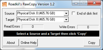 Festplatten 1:1 clonen mit RawCopy V1.2